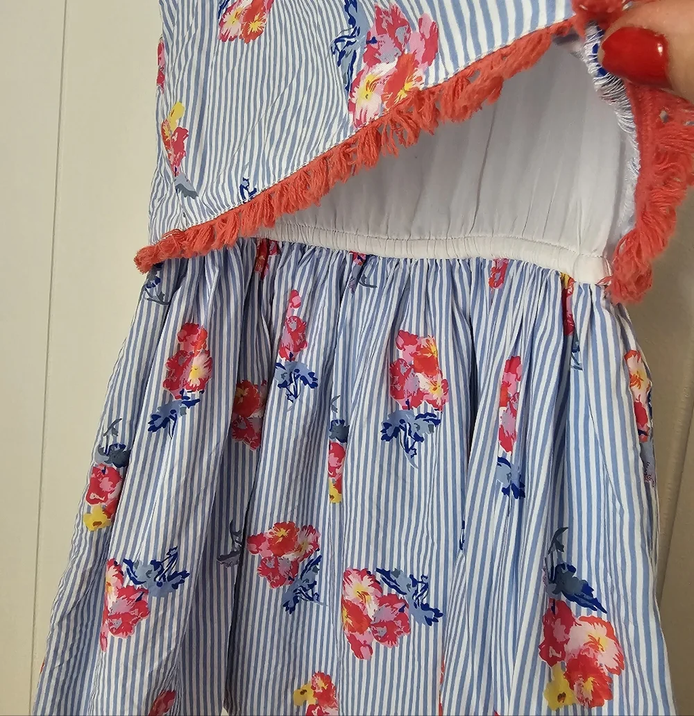 Joules Floral Striped Girls Layered Dress